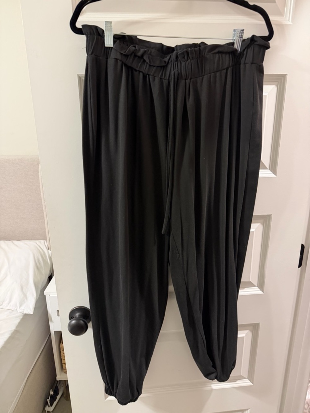 SHEIN Black Paperbag Waist Joggers with Drawstring